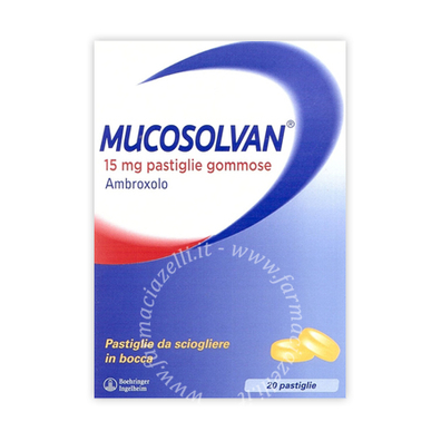 Mucosolvan 15 mg pastiglie gommose. 15 mg pastiglie gommose 20 pastiglie in blister pvc/al